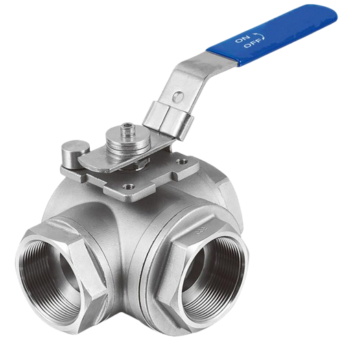 Kramp Kogelkraan 3-weg L-boring RVS