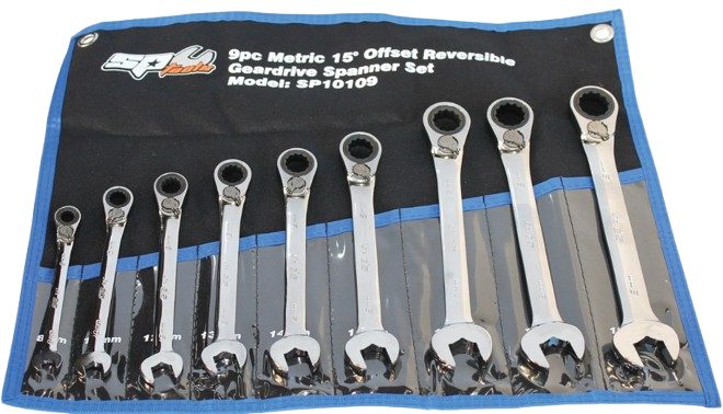 SP Tools Omkeerbare ringratel-steeksleutelset 9-delig